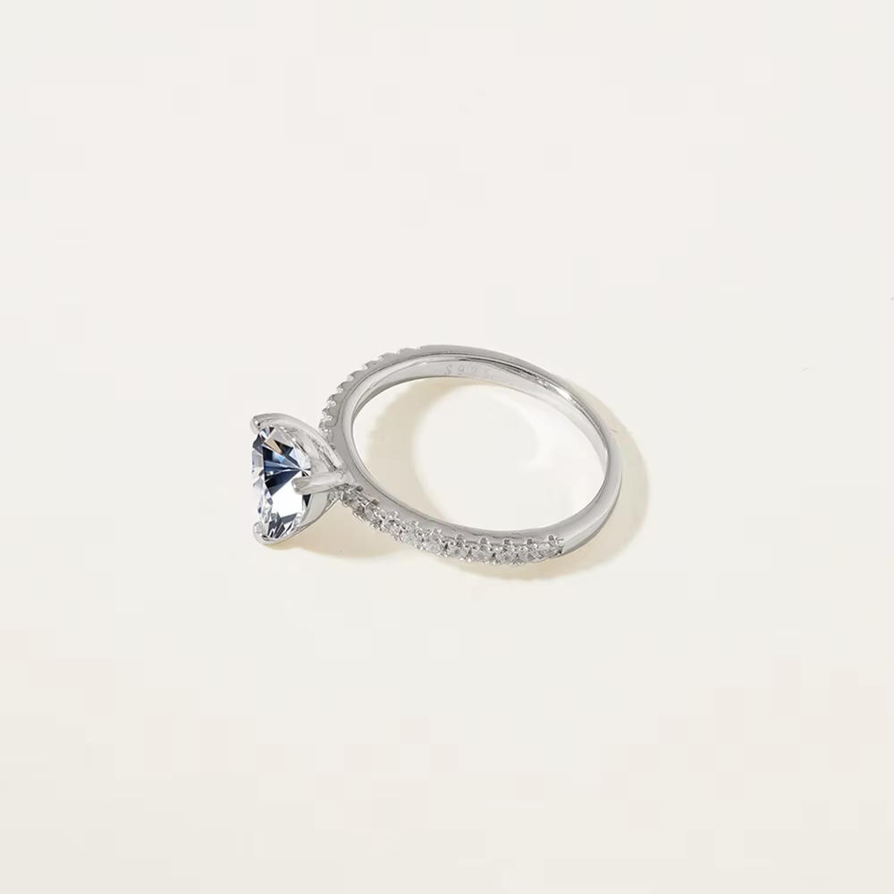 Classic Romantic 1ct Moissanite Ring / 925 Sterling Silver – Heart Cut, VVS1 Clarity