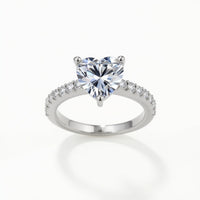 Classic Romantic 1ct Moissanite Ring / 925 Sterling Silver – Heart Cut, VVS1 Clarity
