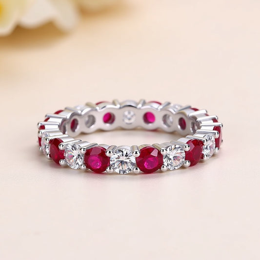 Ruby Star Ring – 925 Silver / Moissanite and Sapphire