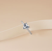 Classic Romantic 1ct Moissanite Ring / 925 Sterling Silver – Heart Cut, VVS1 Clarity